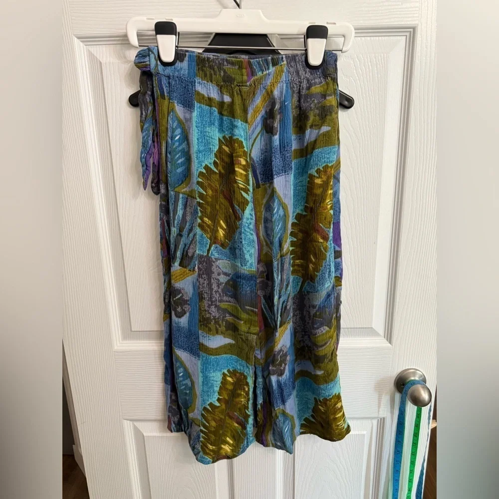 Revue Vintage Wrap maxi Tropical floral water color print skirt size small Surf